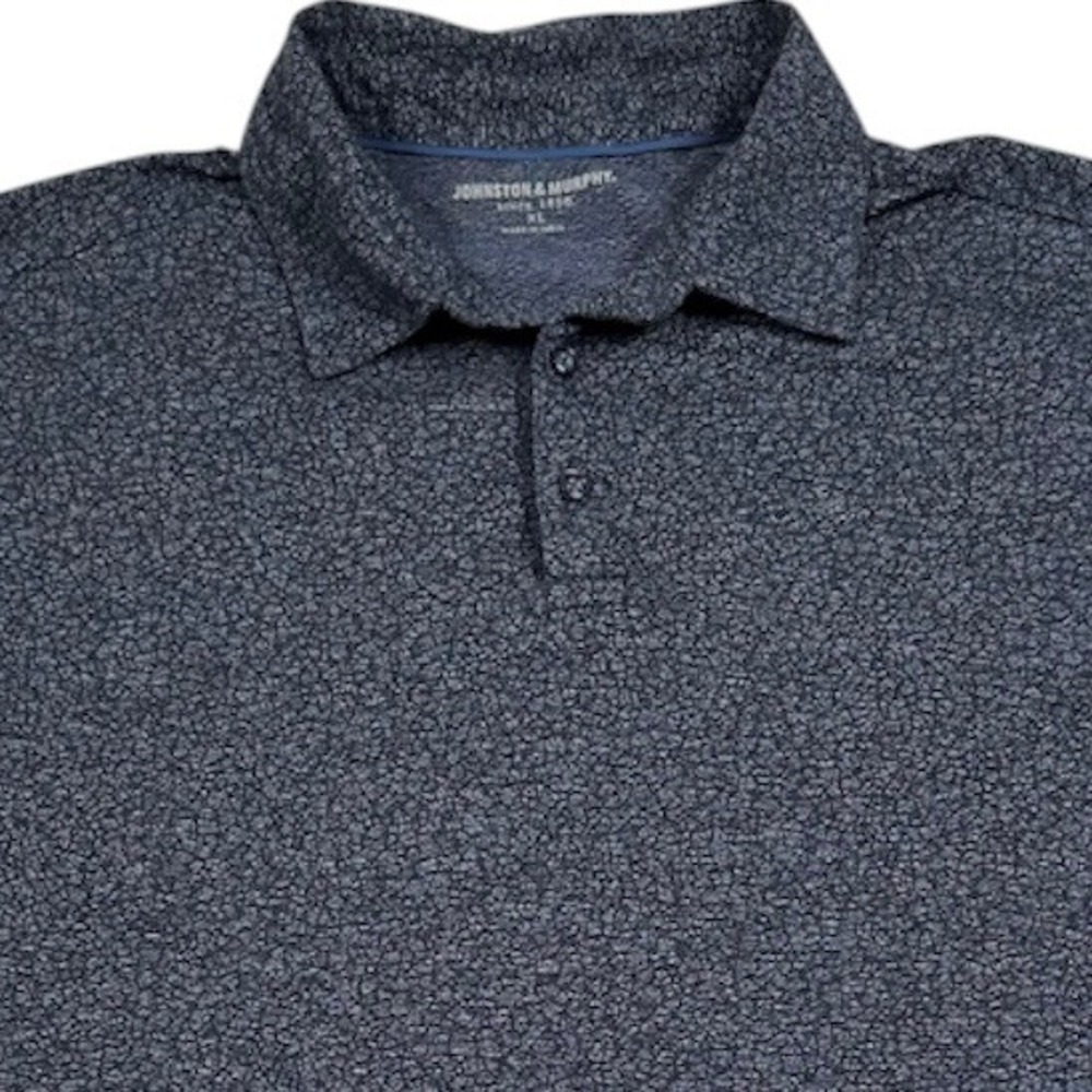 Johnston & Murphy Polo Shirt Mens XL Blue Abstract Print Short Sleeve Cotton